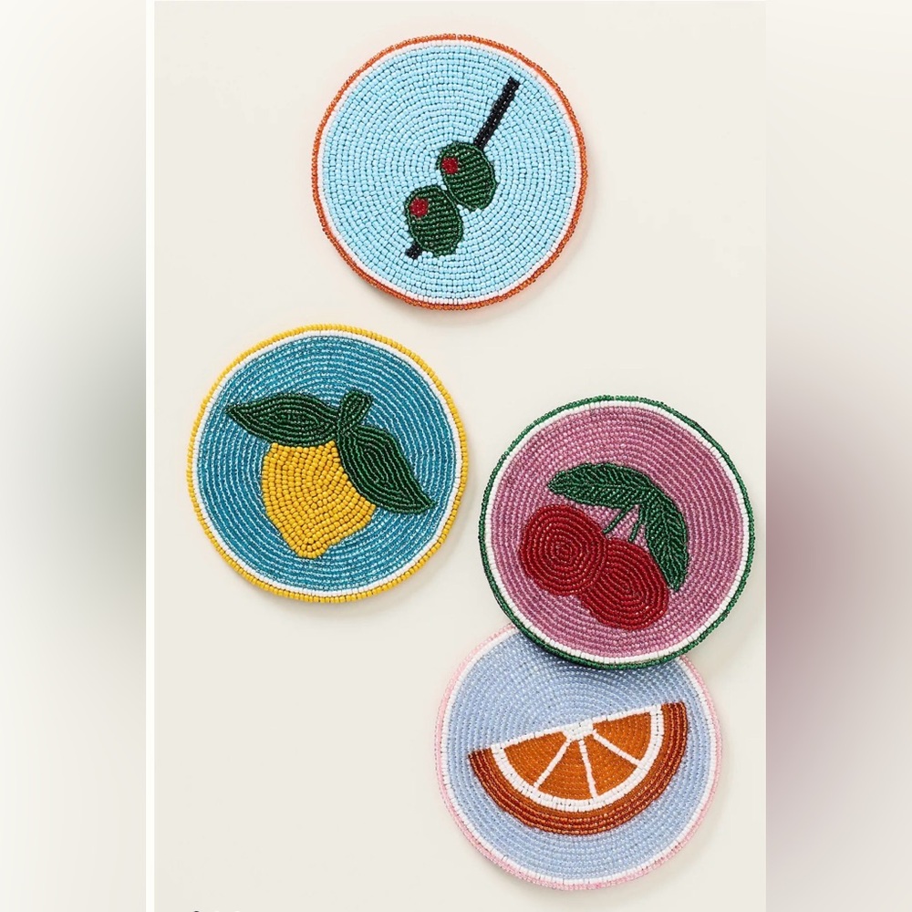 NEW Anthropologie Fiona Coasters: Garnish Edition, Orange - Picture 3 of 5
